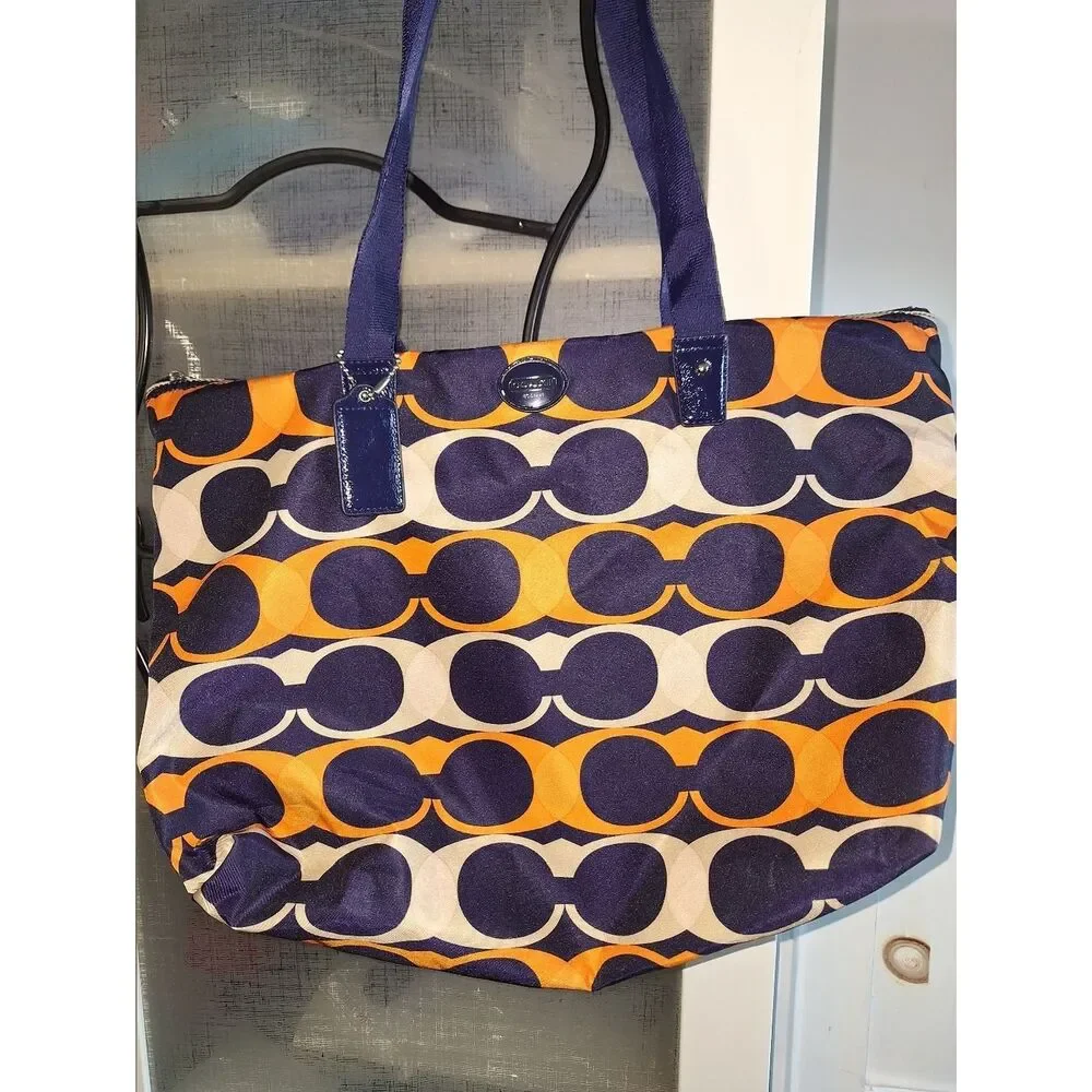 Coach Multicolor Logo Nylon Tote Bag